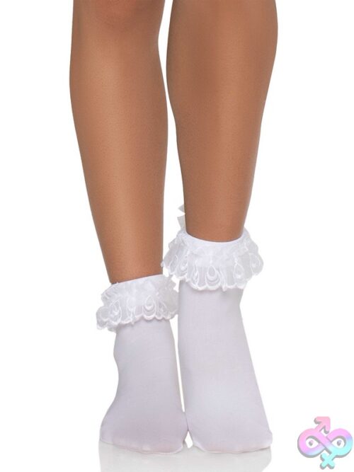 Nylon Anklet Ruffle And Satin Bow Accent