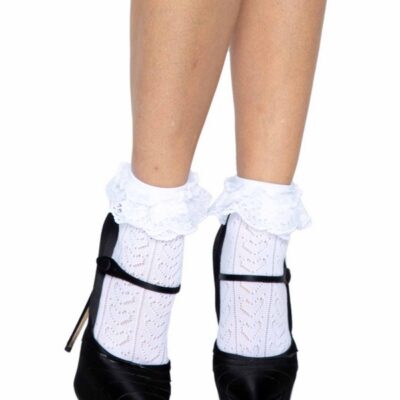 Crochet Heart Lace Top Anklet Socks by Leg Avenue