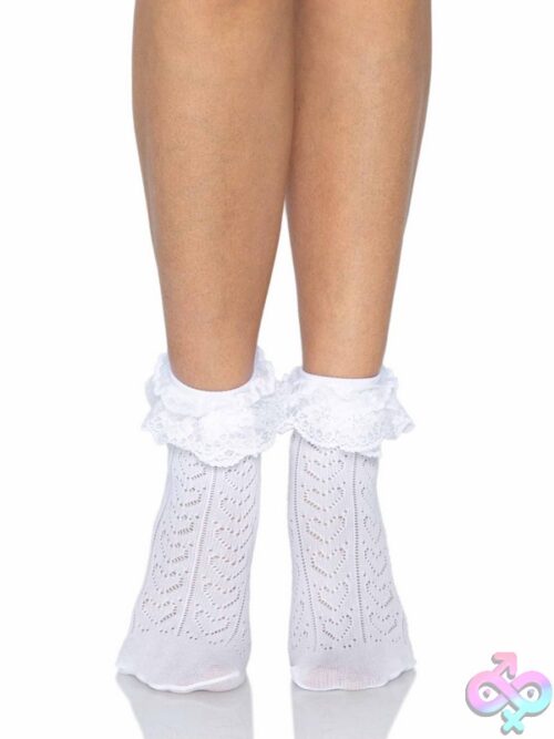 Crochet Heart Lace Top Anklet Socks