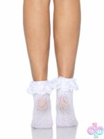 Crochet Heart Lace Top Anklet Socks