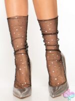 Stars and Moons Embellished Sheer Tulle Anklet Socks by Leg Avenue — celestial sheer lingerie accessory