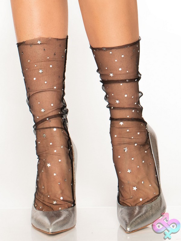 Discreet-Toys-Leg-Avenue-Hosiery-3047_01_001 Stars And Moons Embellished Sheer Tulle Anklet Socks By Leg Avenue — Celestial Sheer Lingerie Accessory