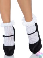 Eyelet lace zigzag crochet anklet socks by Leg Avenue lingerie