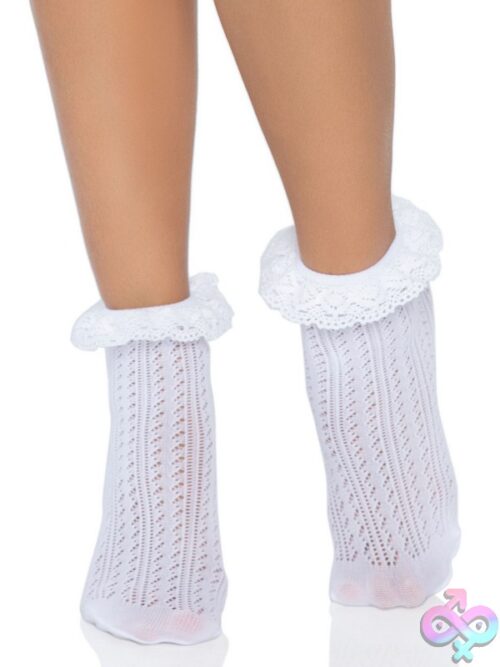 Zigzag Crochet Anklet Socks Crochet Eyelet Lace