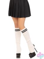 Ribbed Stirrup Leg Warmers Athletic Stripe