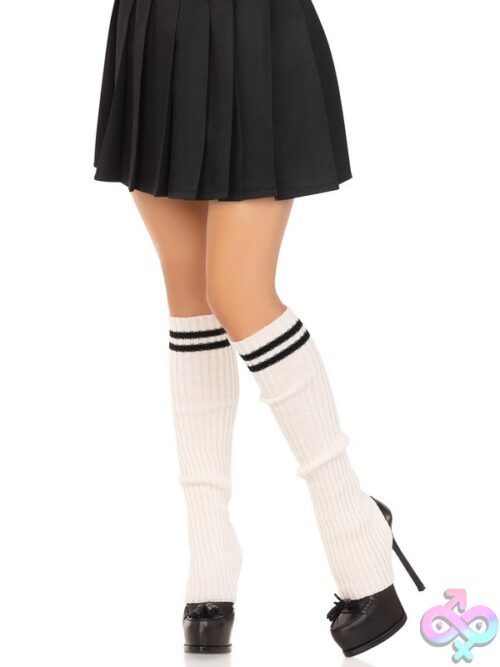 Ribbed Stirrup Leg Warmers Athletic Stripe