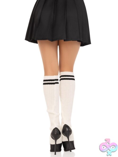 Ribbed Stirrup Leg Warmers Athletic Stripe