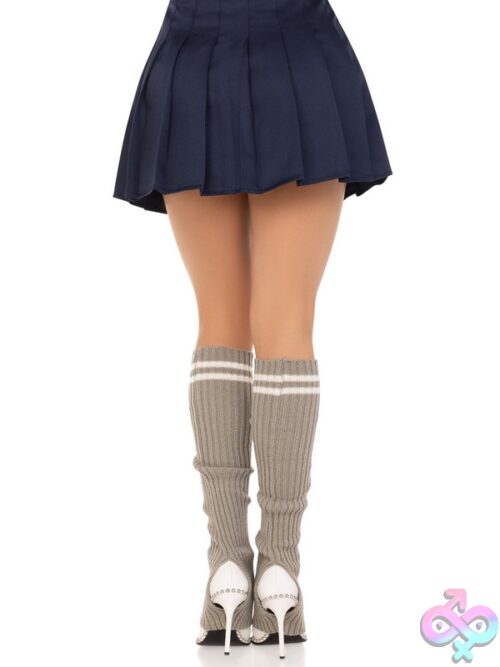 Ribbed Stirrup Leg Warmers Athletic Stripe