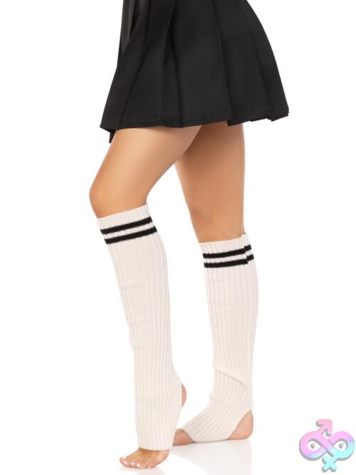 Ribbed Stirrup Leg Warmers Athletic Stripe