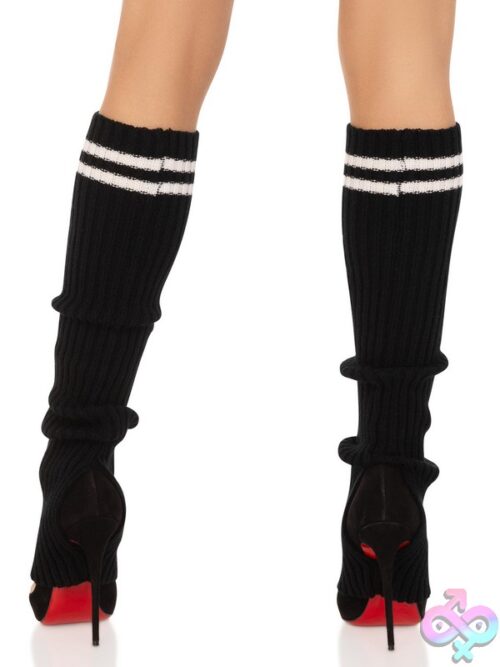 Ribbed Stirrup Leg Warmers Athletic Stripe