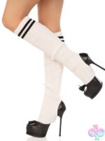 Ribbed Stirrup Leg Warmers Athletic Stripe