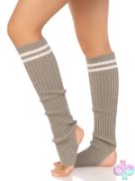 Ribbed Stirrup Leg Warmers Athletic Stripe