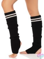 Ribbed Stirrup Leg Warmers Athletic Stripe
