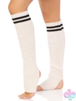 Ribbed Stirrup Leg Warmers Athletic Stripe