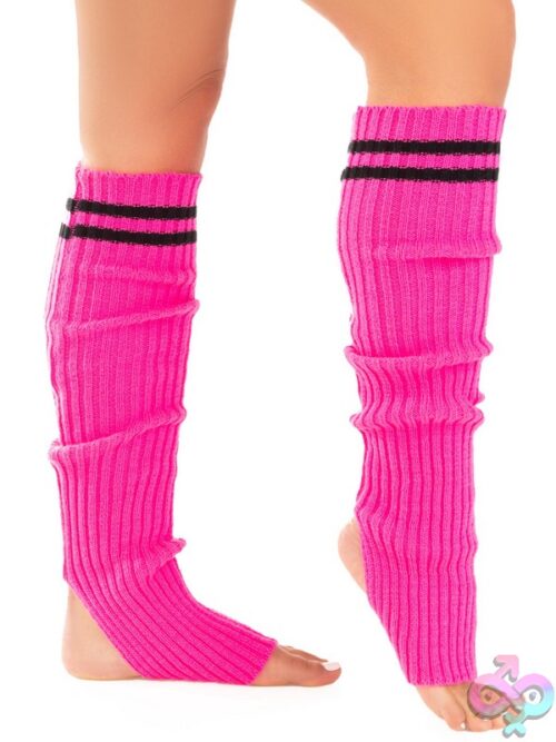 Ribbed Stirrup Leg Warmers Athletic Stripe
