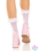 Lace Ruffle Nylon Anklets Mini Bow and Heart Accents