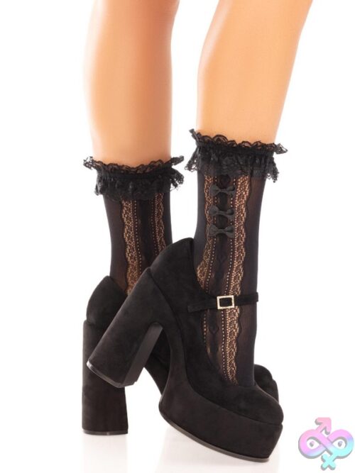 Lace Ruffle Nylon Anklets Mini Bow And Heart Accents