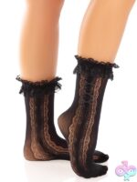 Lace Ruffle Nylon Anklets Mini Bow and Heart Accents