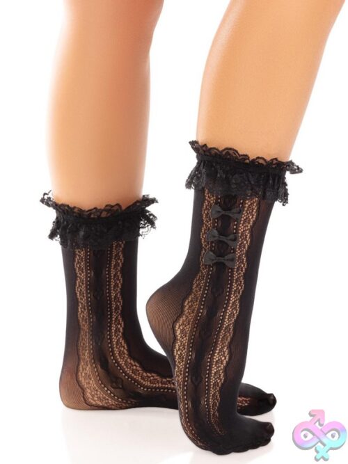 Lace Ruffle Nylon Anklets Mini Bow And Heart Accents