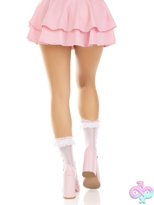 Lace Ruffle Nylon Anklets Mini Bow And Heart Accents