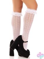 Sweetheart Knit Knee Highs Lace Ruffle Cuff