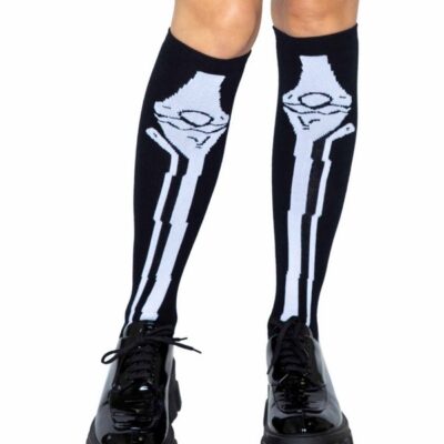 Acrylic Skeleton Over the Knee Socks by Leg Avenue — bold thigh high lingerie stockings