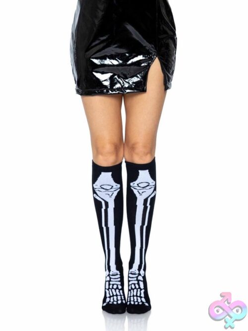 Acrylic Skeleton Over The Knee Socks