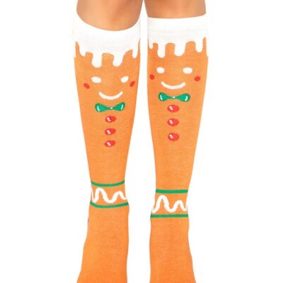 High Socks Gingerbread Man Knee High Socks by Leg Avenue