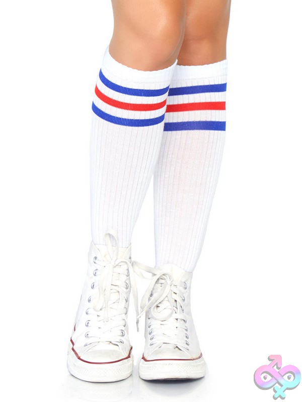 Discreet-Toys-Leg-Avenue-Hosiery-5614_001_140 Athletic Striped Knee Highs By Leg Avenue — Striped Knee High Stockings Lingerie