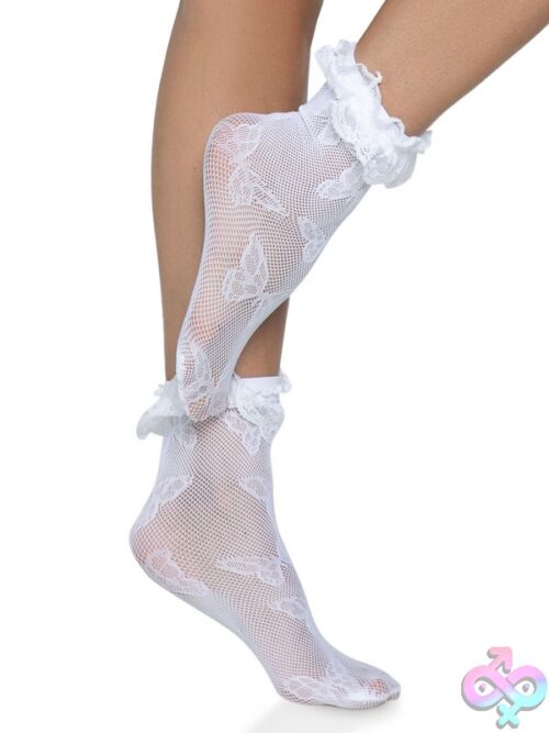 Lace Ruffle Butterfly Net Anklets