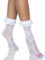 Lace Ruffle Butterfly Net Anklets