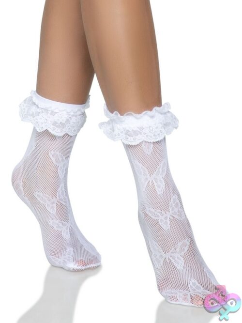 Lace Ruffle Butterfly Net Anklets