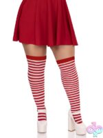 Plus Size Nylon Striped Thigh Highs