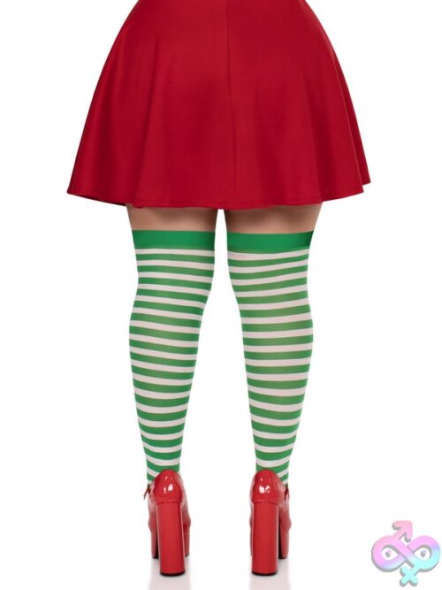 Plus Size Nylon Striped Thigh Highs