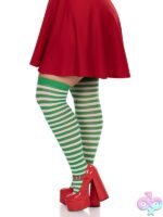 Plus Size Nylon Striped Thigh Highs