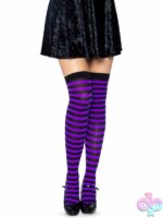 Nylon Striped Thigh Highs