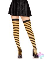 Nylon Striped Thigh Highs