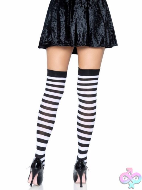 Nylon Striped Thigh Highs