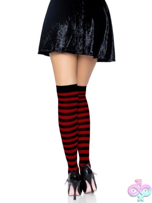 Nylon Striped Thigh Highs