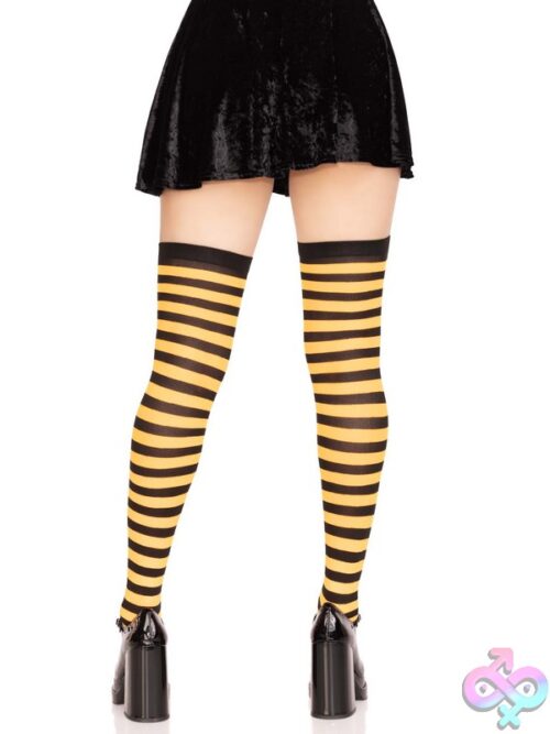 Nylon Striped Thigh Highs