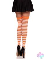 Nylon Striped Thigh Highs