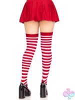Nylon Striped Thigh Highs