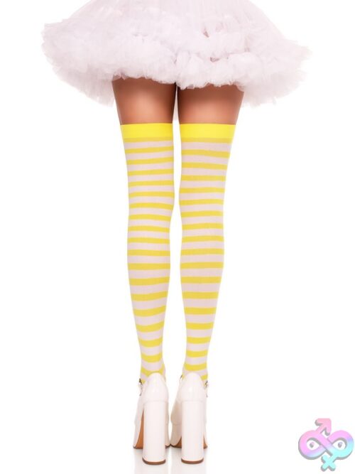 Nylon Striped Thigh Highs