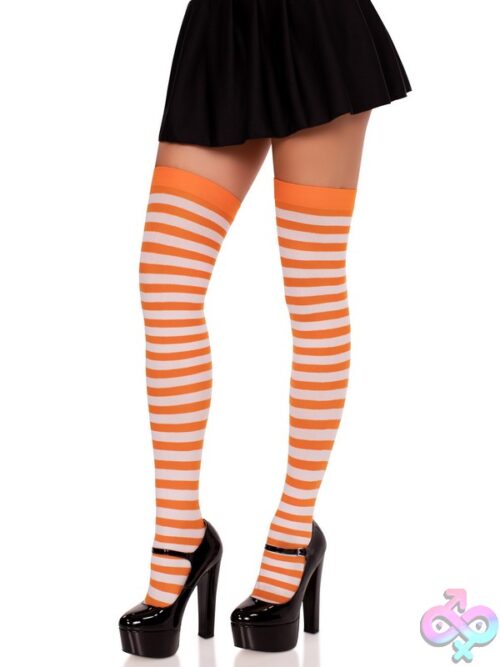 Nylon Striped Thigh Highs