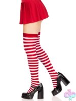Nylon Striped Thigh Highs