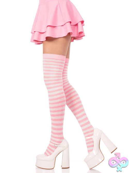 Nylon Striped Thigh Highs
