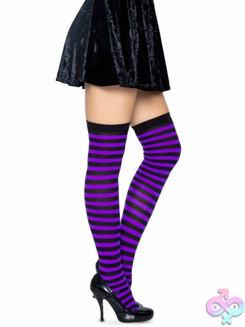 Nylon Striped Thigh Highs