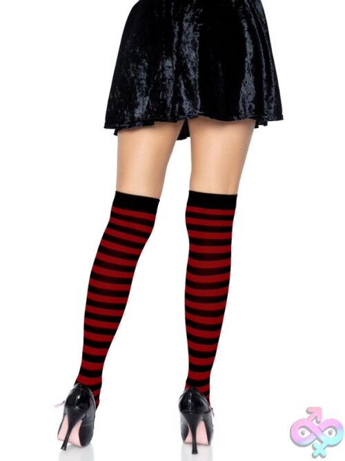 Nylon Striped Thigh Highs