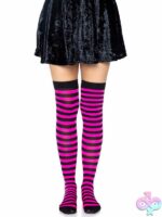 Nylon Striped Thigh Highs