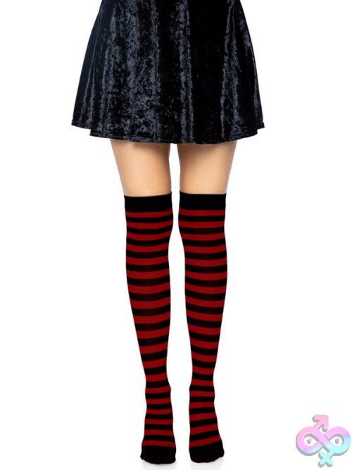 Nylon Striped Thigh Highs